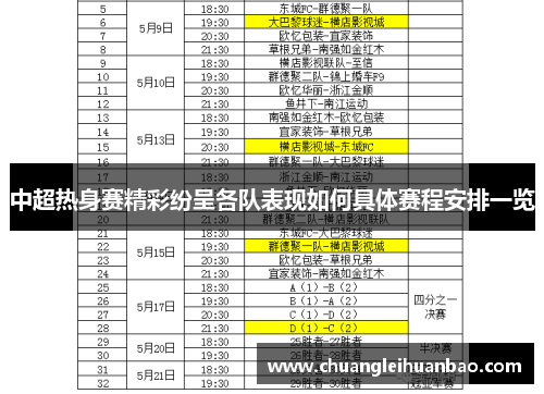 中超热身赛精彩纷呈各队表现如何具体赛程安排一览